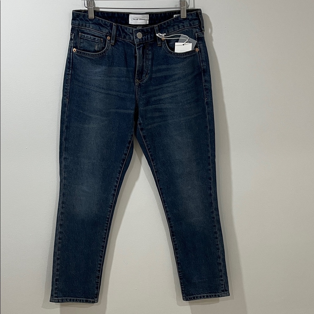 NWT Dear John Denim Women’s Straight Leg Jeans 27 Blaire Dark Blue Wash Mid Rise